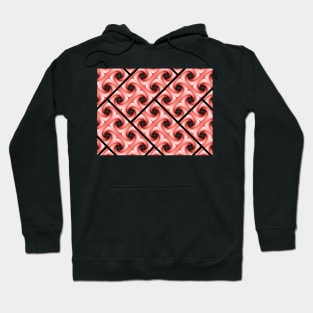 Peach and Black Volute Pattern Hoodie